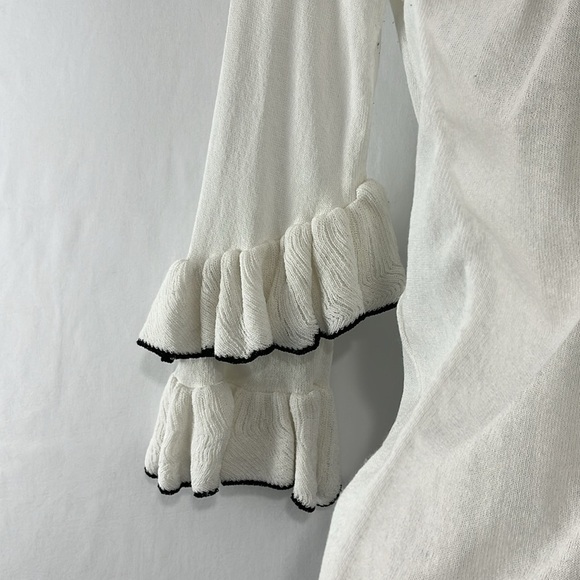 Maje Cream and Black Ruffled Coquette Girl Blouse - Picture 7 of 12